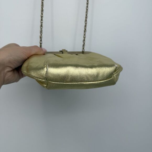 Ande Vintage Gold Metallic Evening Bag Crossbody Chain Strap Formal USA Clutch - Picture 5 of 13